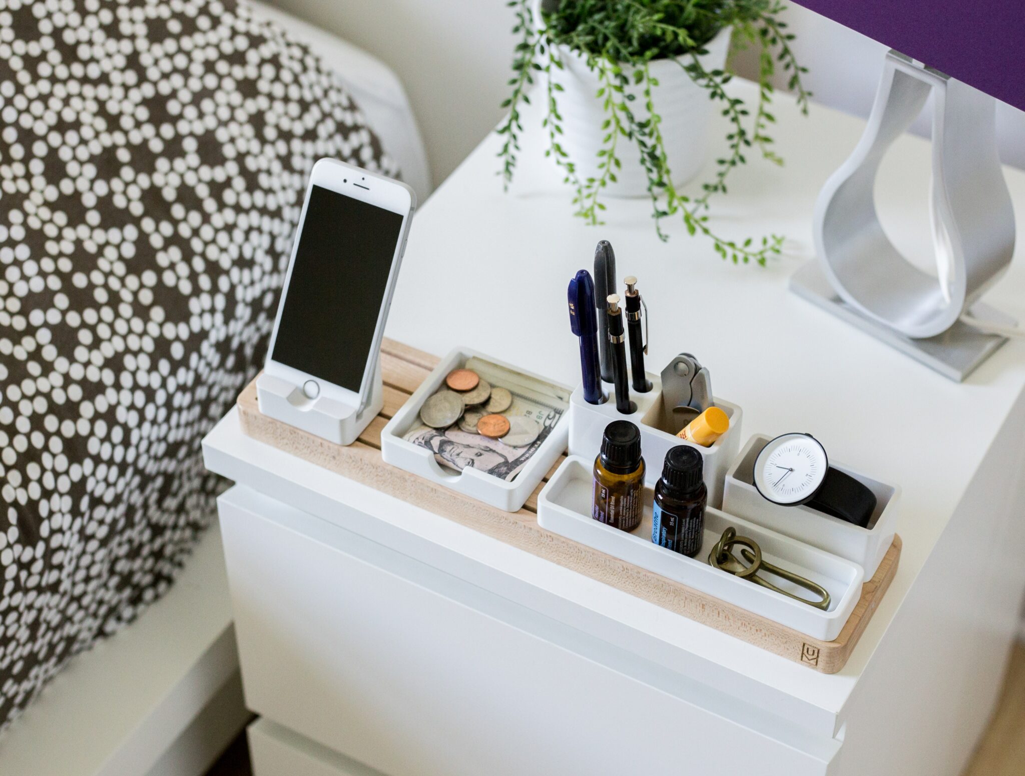 organized bedside table